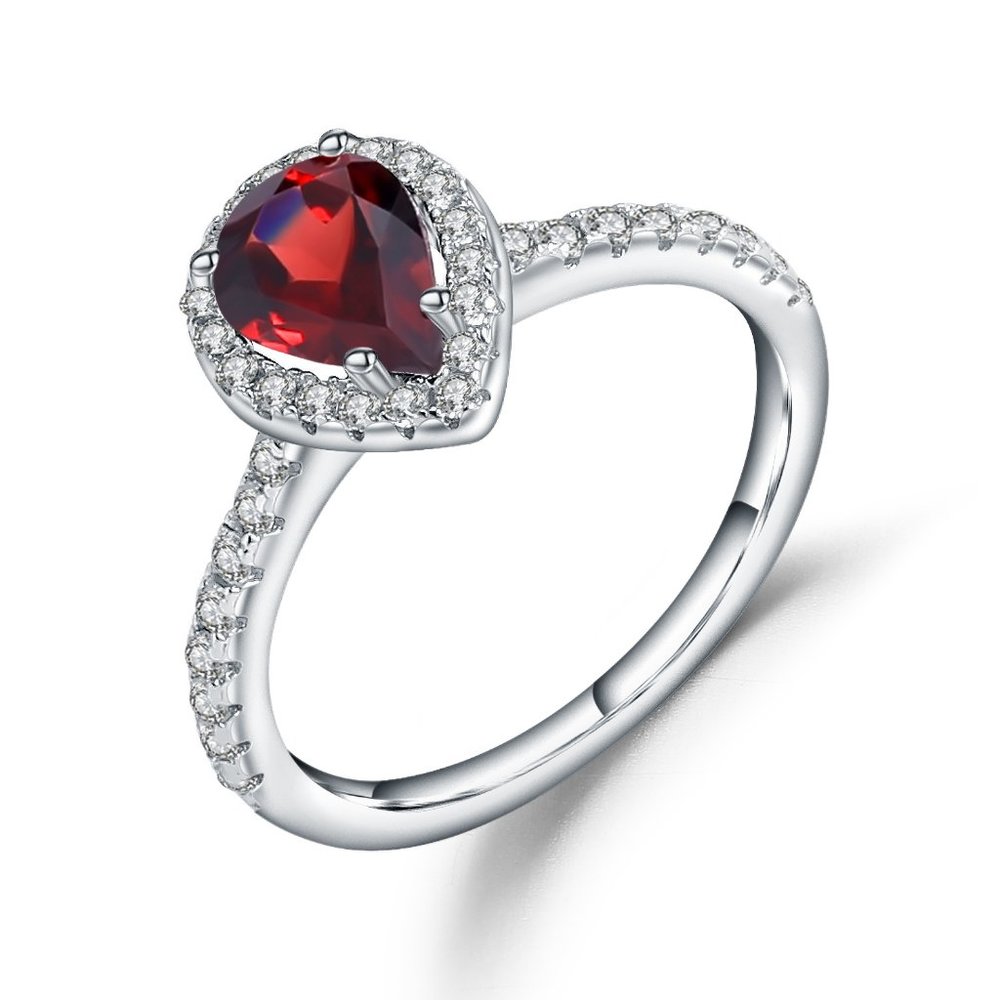 Natural Red Garnet Heart Ring.